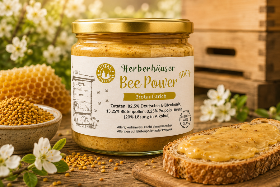 Bee Power – Kraftvoller Brotaufstrich aus Honig, Blütenpollen & Propolis